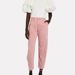 Veronica Beard Jeans Charlie Barrel Leg High Rise Cropped Rosewood Pink 24 00